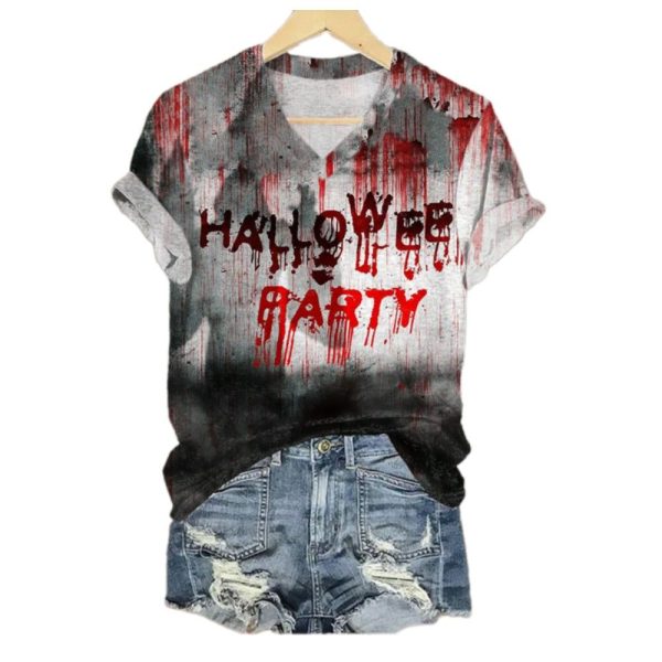 2025 Halloween Womens Halloween Party Bloody T Shirt 1 2