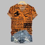 2025 Halloween Women's Halloween Printed V-Neck T-Shirt