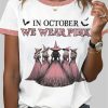 2025 Halloween Women's In October We Wear Pink Print T-Shirt