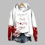 2025 Halloween Women's Paint The Town Red Print Hoodie
