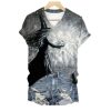 2025 Halloween Womens Retro Dark Halloween Crow Print T shirt 1 2