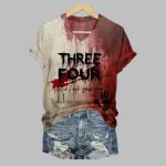 2025 Halloween Women's Three Four Better Lock The Door Print T-shirt