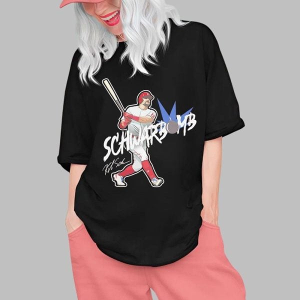 2025 Kyle Schwarber Schwarbomb Phillies Signature Shirt 0 1