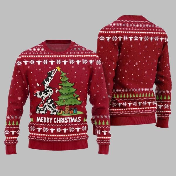 2025 Merry Christmas Cow Ugly Christmas Sweater 2