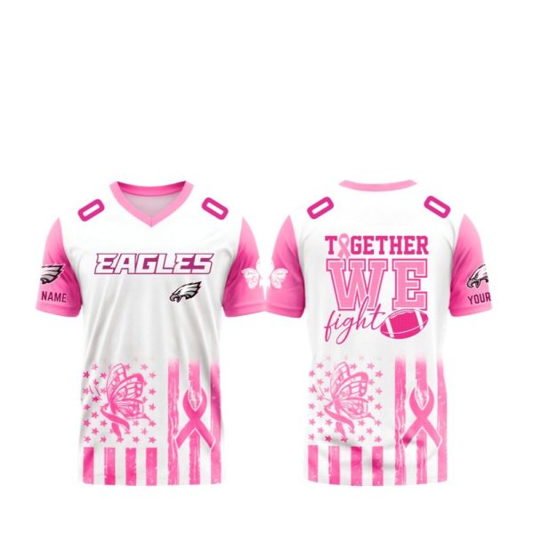 2025 Philadelphia Eagles Breast Cancer Awareness Game Night Together We Fight Jersey 1 2