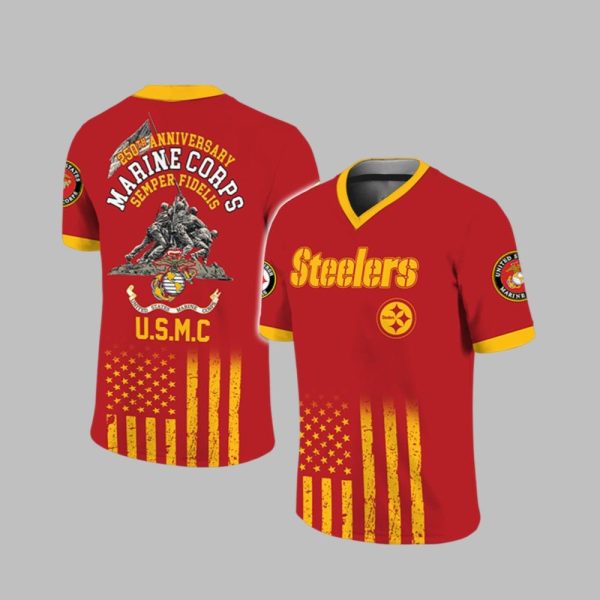 2025 Steelers US Marine Corps 250th Year Anniversary Football Jersey 1 1
