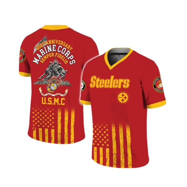 2025 Steelers US Marine Corps 250th Year Anniversary Football Jersey 1 2