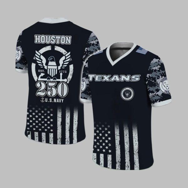 2025 Texans US NAVY 250th Birthday Celebration Football Jersey 1 1