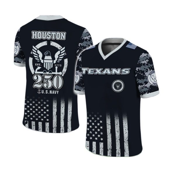 2025 Texans US NAVY 250th Birthday Celebration Football Jersey 1 2