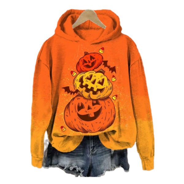 2025 Womens Pumpkin Halloween Printed Hoodie 1 2