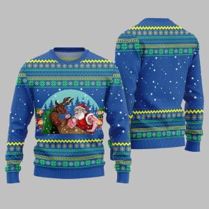 Santa Vs Reindeer Arm Wrestling Ugly Sweater Christmas 2025 1