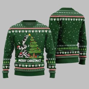 2025 Merry Christmas Cow Ugly Christmas Sweater 1