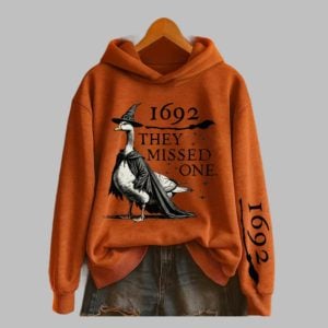 2025 Halloween Women's 1692 They Missed One Printed Long Sleeve Hoodie