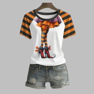 2025 Halloween Witch Printed Short Sleeved T Shirt 1 1
