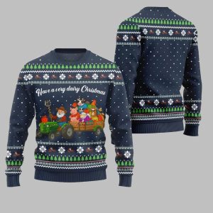 2025 Christmas Farming have A Very Dairy Christmas Ugly Christmas Sweater 1