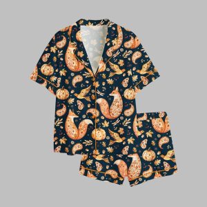 Floral Foxes Pajama Set 1