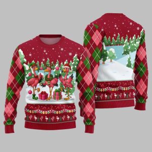 2025 Christmas Funny Flamingo Ugly Christmas Sweater 1