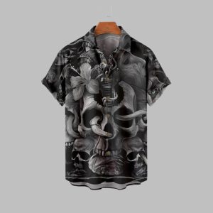 2025 Halloween Skull Flower Unisex Hawaiian Shirt 1 1