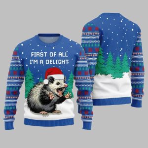 2025 Christmas First Of All Im A Delight Ugly Christmas Sweater 1