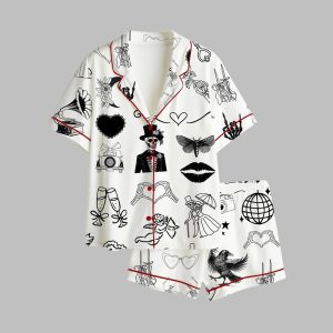 2025 Halloween Til Death Do We Party Tattoos Skeleton Wedding Tattoo Bridal Pajamas Set 1