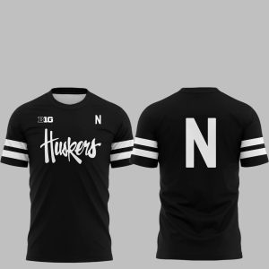 Cornhuskers Huskers B10 Dark Mode Helmet Logo Shirt 1