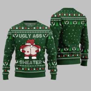 2025 Christmas Caught Kissing Santa Ugly Christmas Sweater 1