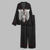 90s Skeleton Rib Vintage Y2k Skull Halloween Pajama Set 2