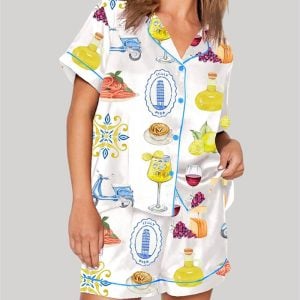 Amalfi Coast Social Club Capri Italy Lemon Tree Aperol Spritz Pajama Set 1