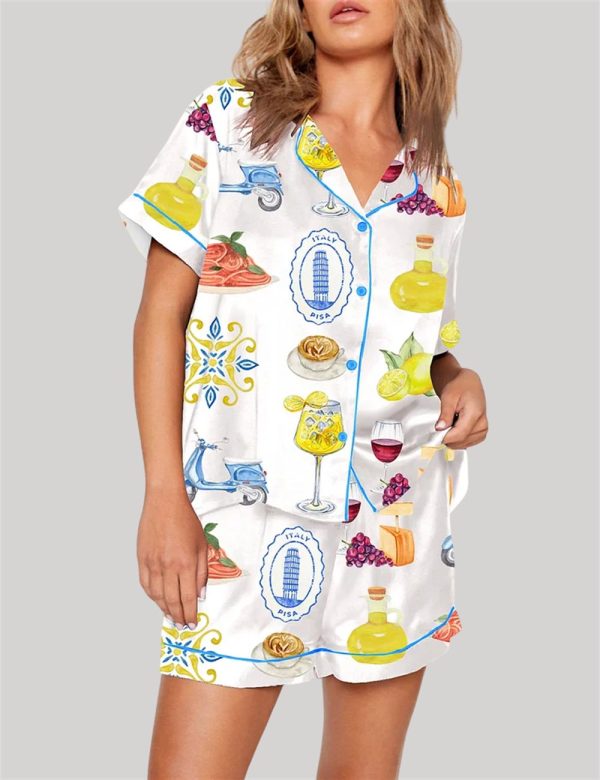 Amalfi Coast Social Club Capri Italy Lemon Tree Aperol Spritz Pajama Set 1