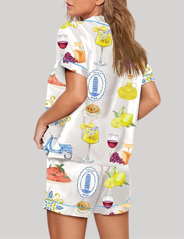 Amalfi Coast Social Club Capri Italy Lemon Tree Aperol Spritz Pajama Set 2