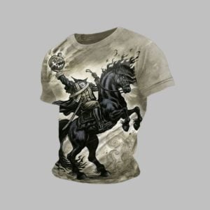2025 Halloween Headless Horseman Print T-Shirt
