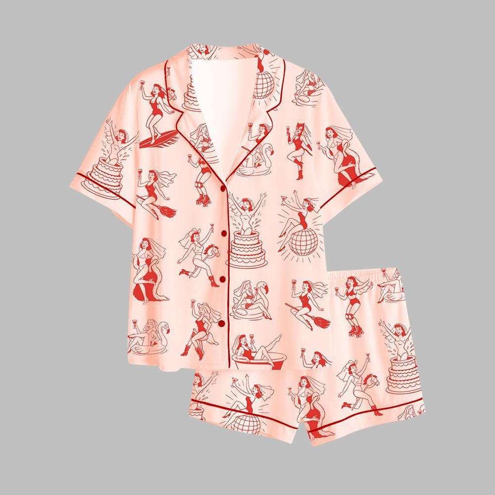 Bachelorette Retro Bride Party Pajama Set 1 Bachelorette Retro Bride Party Pajama Set 1