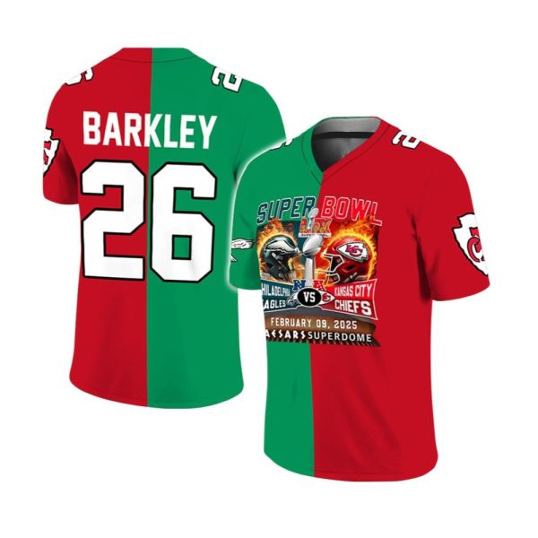 Barkley 26 Super Bowl LIX Eagles Vs Chiefs Jersey 1 2