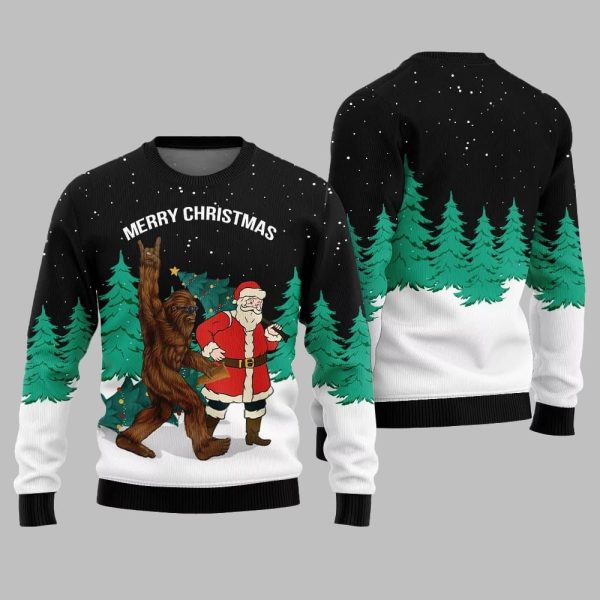 Bigfoot Santa Merry Christmas Ugly Sweater Christmas 2025 2