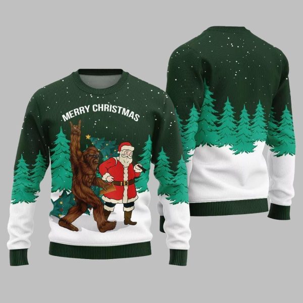 Bigfoot Santa Merry Christmas Ugly Sweater Christmas 2025 3