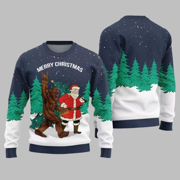Bigfoot Santa Merry Christmas Ugly Sweater Christmas 2025 4