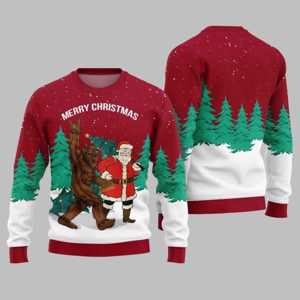Bigfoot Santa Merry Christmas Ugly Sweater Christmas 2025 5