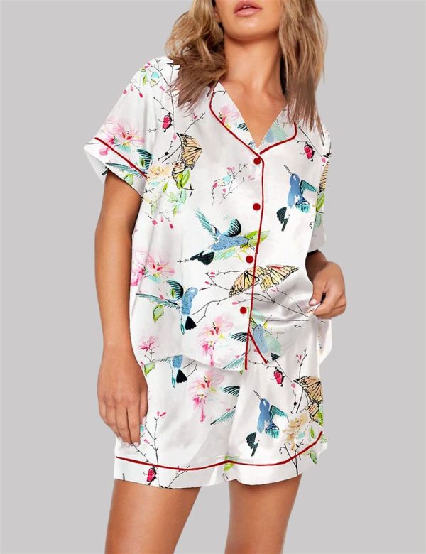 Bird And Butterfly Short Sleeve Pajama Set 1
