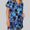 Black Cats Pajama Set For Women 1