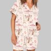 Bonjour Paris Eiffel Tower Travel To France Sister Party Coffee Pajama Set 1 1