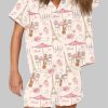 Bonjour Paris Eiffel Tower Travel To France Sister Party Coffee Pajama Set 2 1