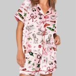 Bonjour Print Short Sleeve Pajama Set