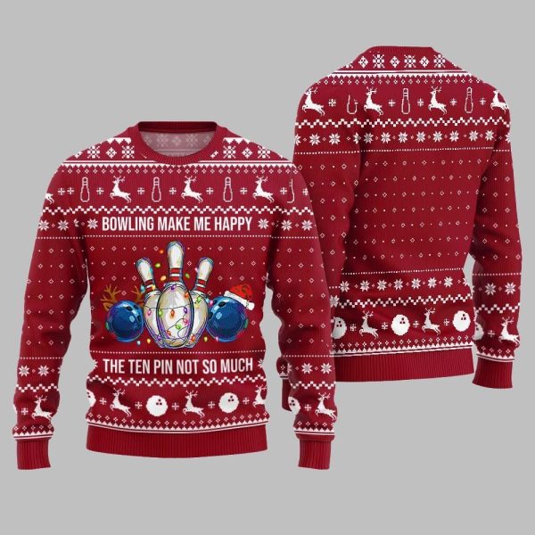 Bowling Make Me Happy The Ten Pin Not So Much Ugly Sweater Christmas 2025 2