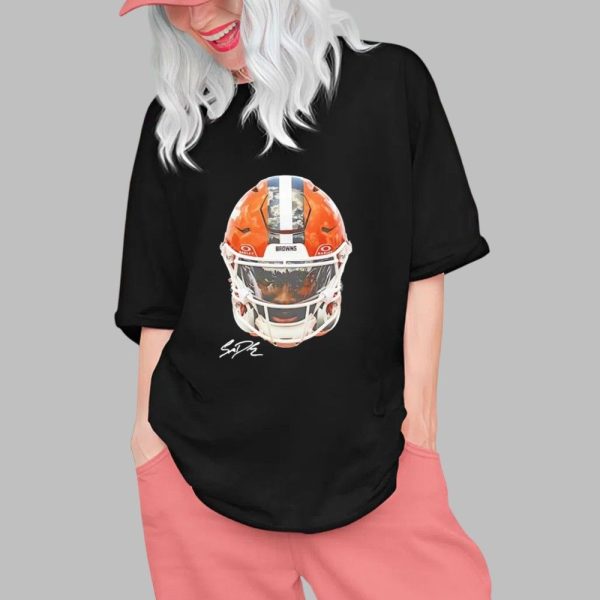 Browns Shedeur Sanders Helmet Signature Shirt 0 1