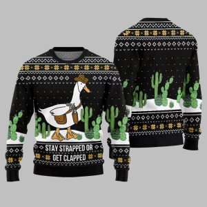 Stay Strapped Or Get Clapped Ugly Sweater Christmas 2025 1