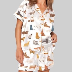 Cat Breeds Short Sleeve Pajama Set 1