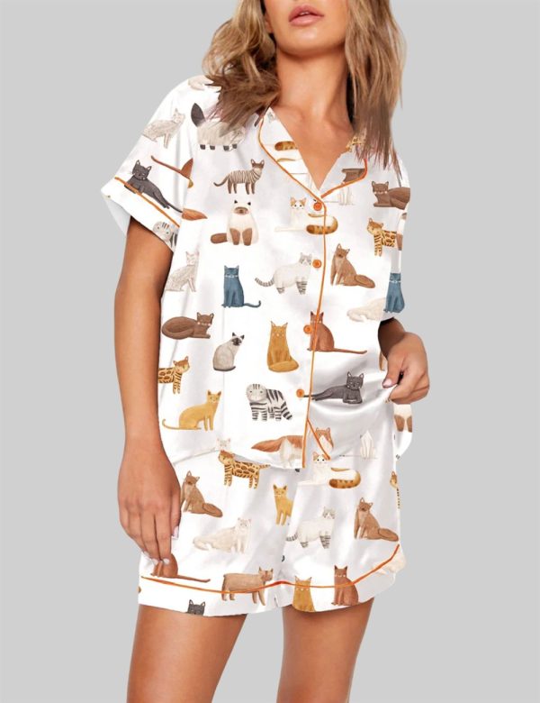Cat Breeds Short Sleeve Pajama Set 1