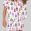 Champagne Bottles Watercolor Hot Pink Pajama Set 2