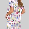 Champagne Bottles Watercolor Hot Pink Pajama Set 3