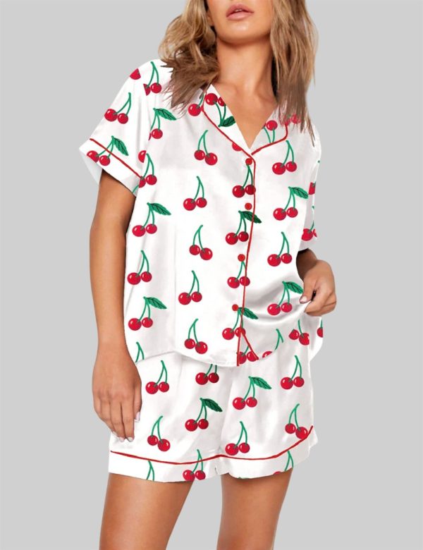 Cherry Cute Print Short Sleeve Pajama Set 1